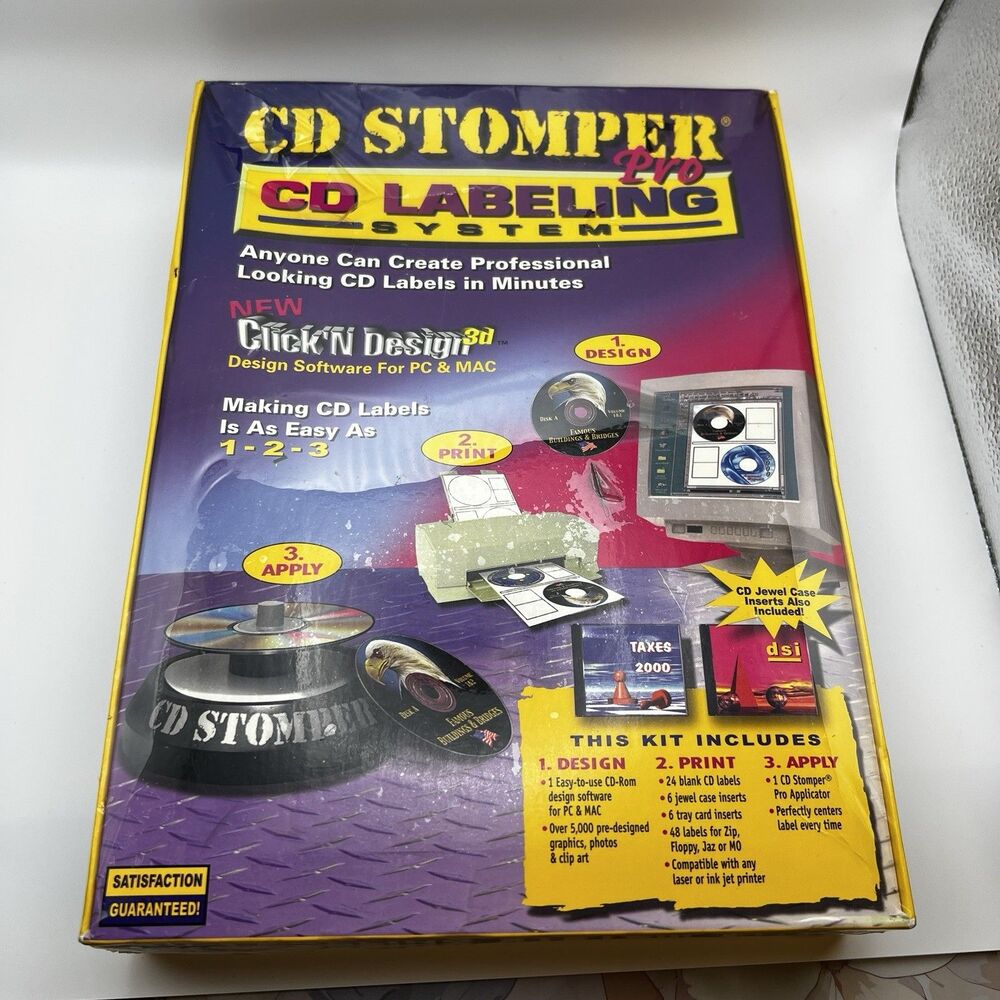 CD Stomper Pro CD Labeling System Kit Sealed 2002 Avery Dennison PC Mac NOS